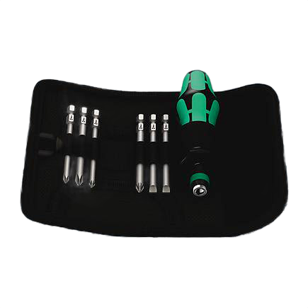 Compact 7-piece screwdriver set with ergonomic handle and multiple bits for woodworking and home improvement tasks under $100 collections
