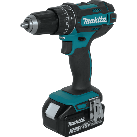 Cordless Makita 18V lithium-ion drill driver with ergonomic grip in electric power tools and combo kits collection