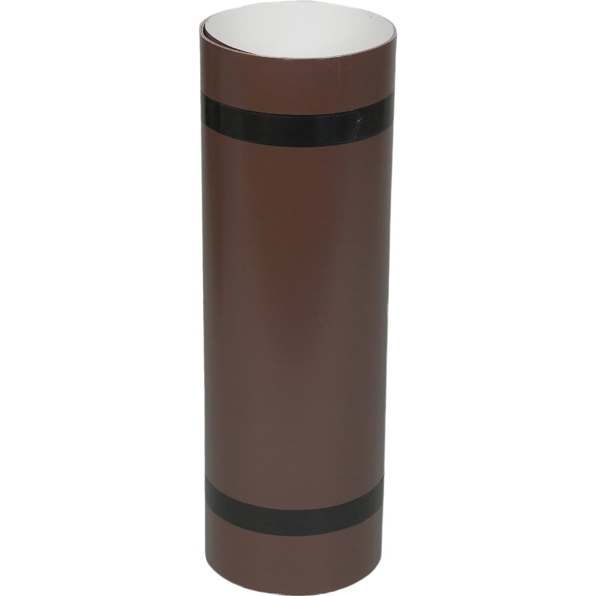 Brown aluminum roll flashing with black stripes for roofing and home improvement applications