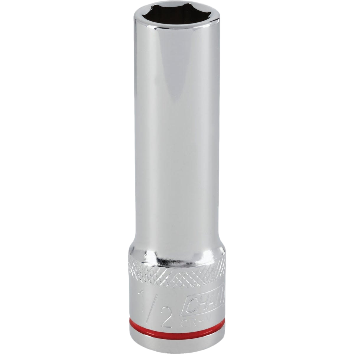 1/2 inch drive deep standard socket with textured band and color-coded ring for tool and woodworking collections