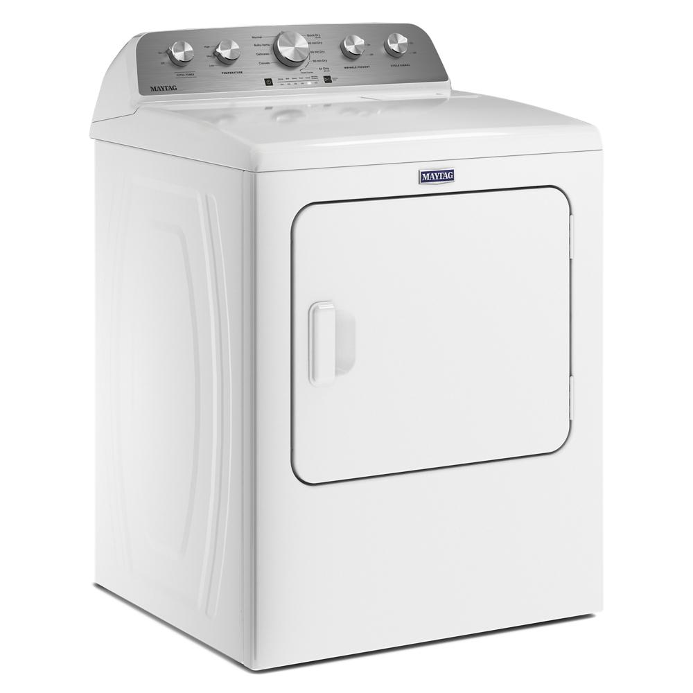 White top load gas dryer with control knobs and pull handle in dryers and gas dryers collection