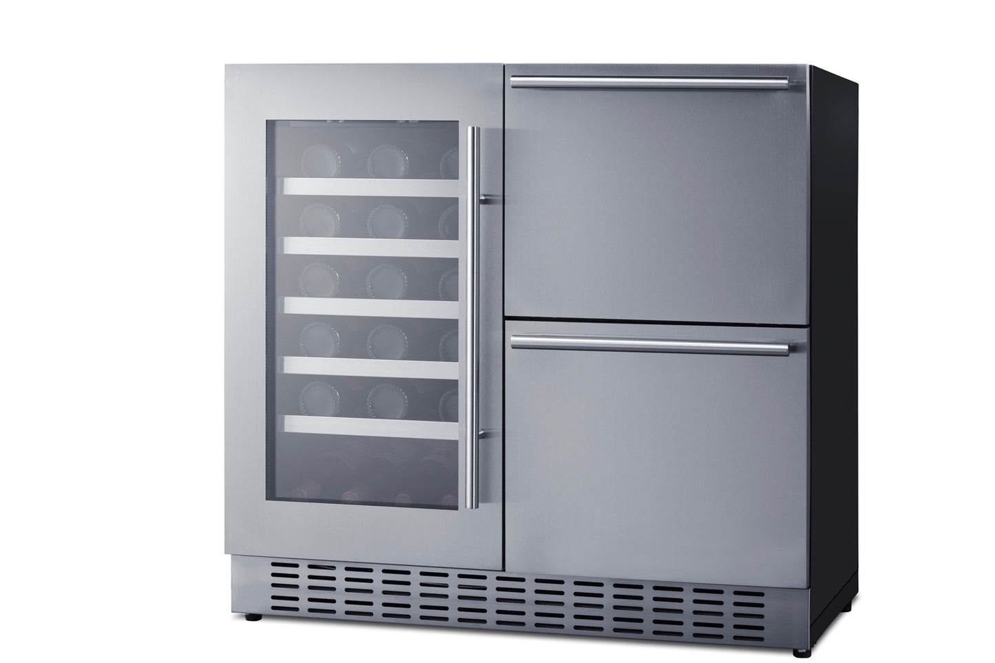 36" Wide Combination Wine Cellar & 2-Drawer Refrigerator