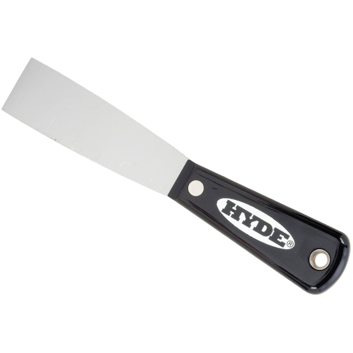 Putty knife with flexible high-carbon steel blade and black handle, designed for paint and home improvement tasks under $50 collection