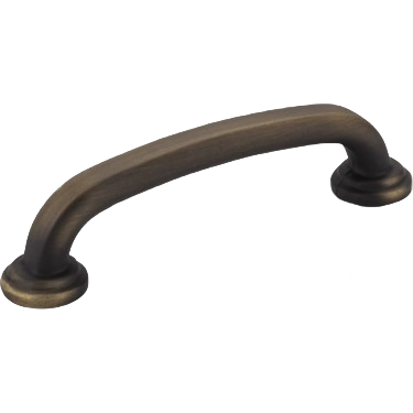 Antique brushed satin brass cabinet pull with curved design for furniture hardware and home improvement projects