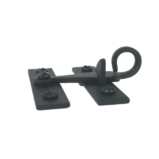Smooth black metal pig tail latch with durable construction for hardware and home improvement projects under $50 collections