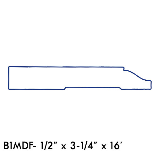 Profile diagram of a medium-density fiberboard baseboard for moulding and millwork in home improvement collections