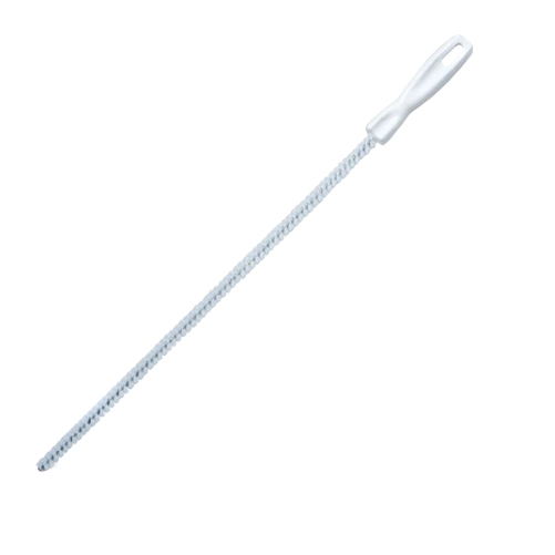 Long, flexible brush with white handle for cleaning hair and sink overflow in household maintenance tools under $50 collection