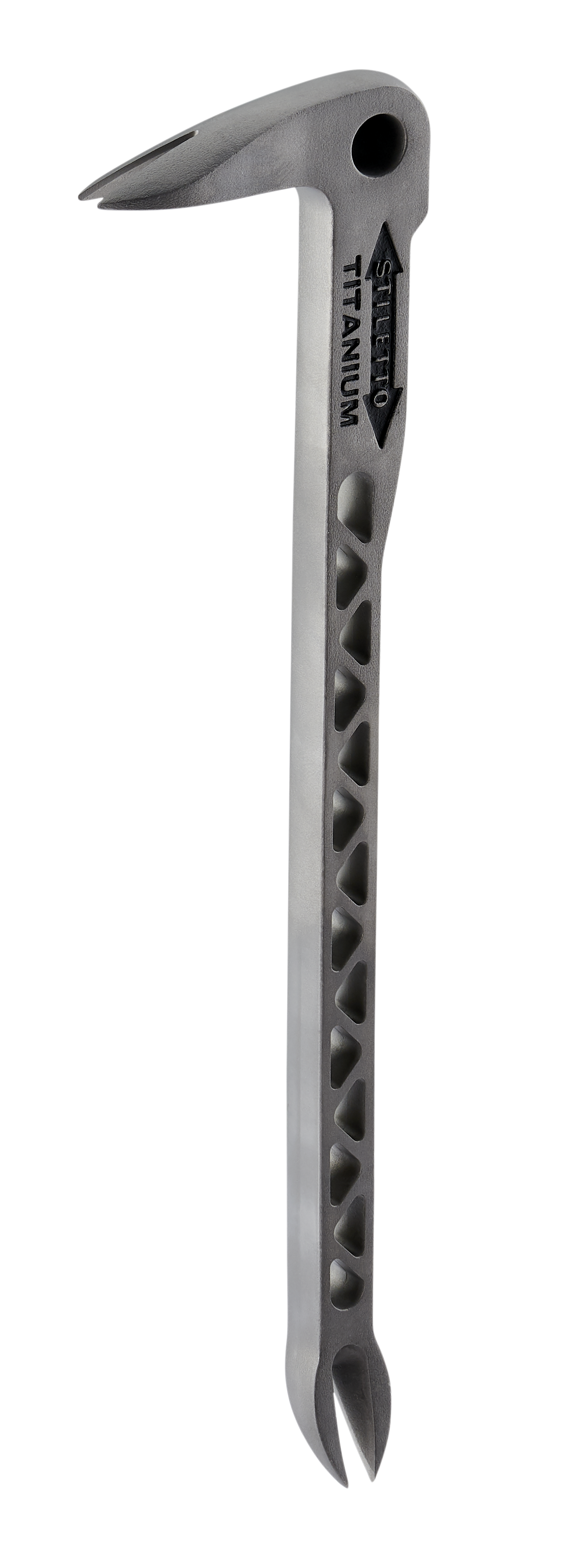 Lightweight titanium claw bar with hollowed handle design for prying and demolition in home improvement tasks