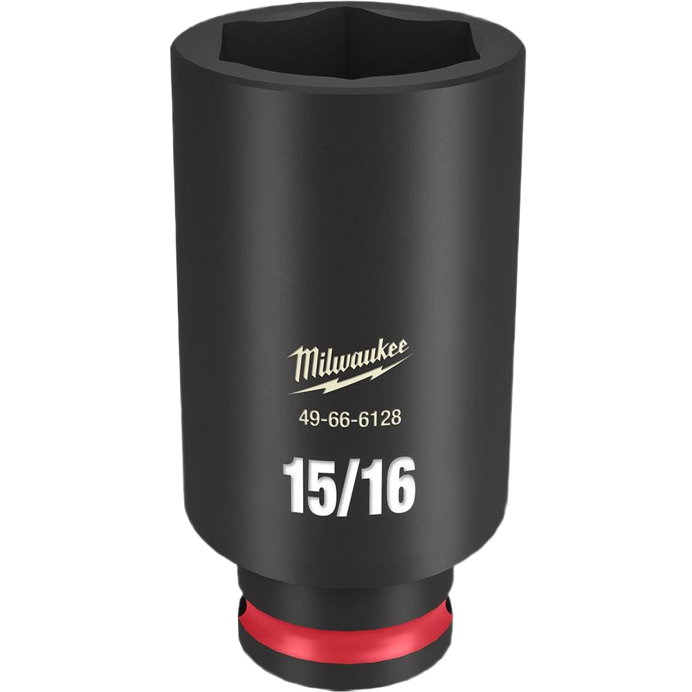 15/16 deep 6 point impact socket with red ring, designed for heavy-duty use in hand tools and home improvement collections