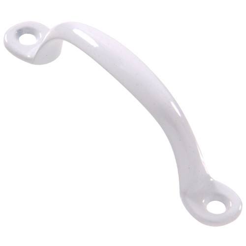 White utility door pull with smooth curved design for hardware and home improvement projects under $50 collection