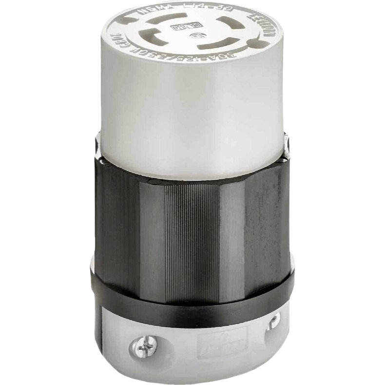 Industrial-grade locking cord connector with four wires and three poles for electrical wiring and home improvement projects