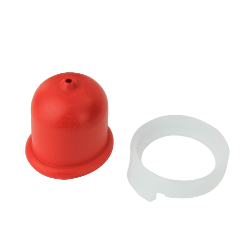 Red rubber fuel primer bulb with translucent plastic mounting ring for automotive and mechanic tools accessories under $50