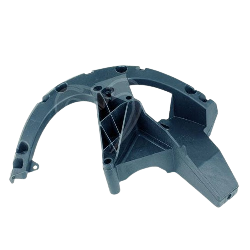 Black plastic instrument panel support part with molded structural reinforcements for tools and home improvement use