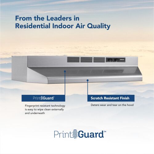 Stainless steel non-vented range hood with fingerprint-resistant and scratch-resistant finish for home improvement tasks