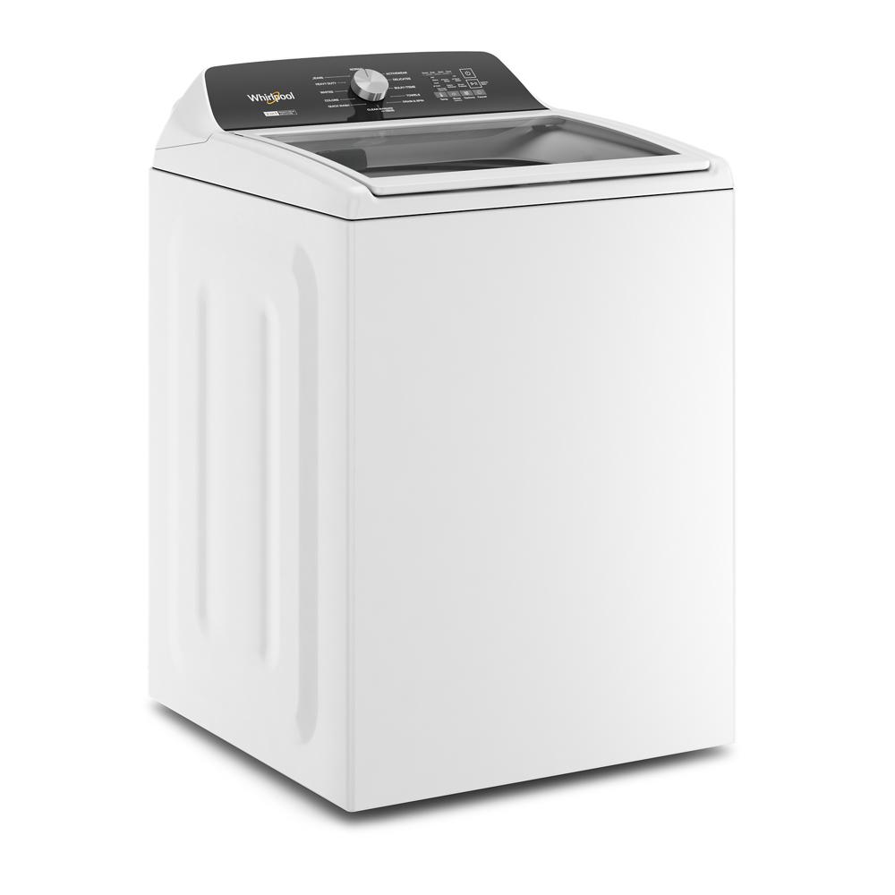 White top load washer with control knob and transparent lid from washers and appliances collection