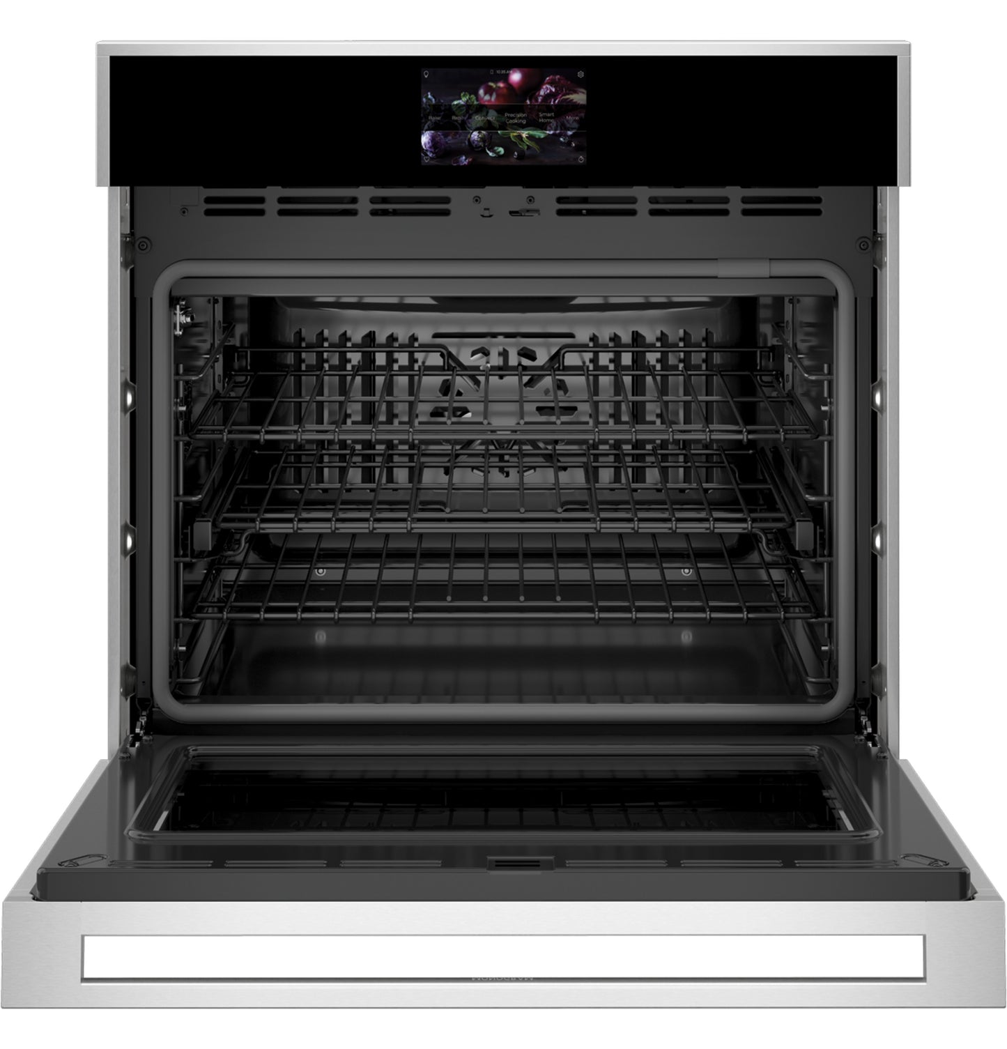 Open stainless steel minimalist single wall oven with racks and digital display in Kitchen & Kitchenware collection