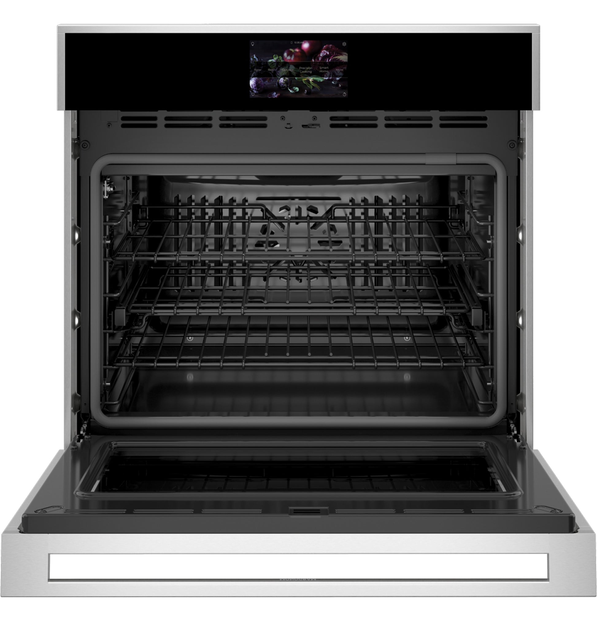 Open stainless steel minimalist single wall oven with racks and digital display in Kitchen & Kitchenware collection