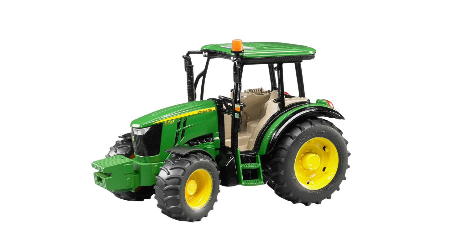 Green and yellow Bruder tractor replica with detailed cabin and rugged tires for realistic farm or home improvement display
