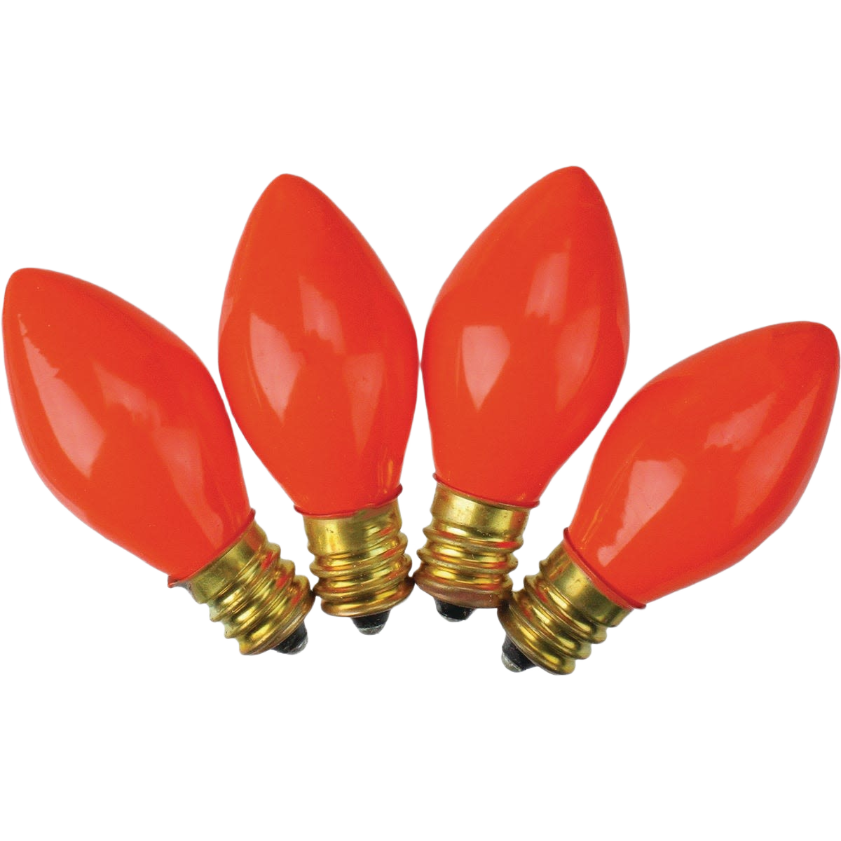 Set of four orange C7 replacement bulbs with brass bases, suitable for Christmas lights and home improvement projects under $50 collection
