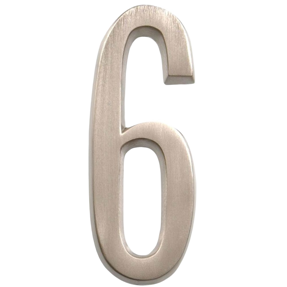 Adhesive nickel house number 6 made of durable metal for outdoor signs and home improvement under $50 collection