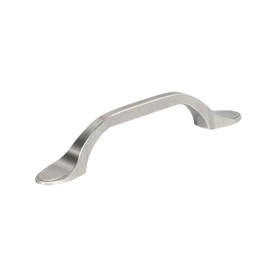 Satin nickel cabinet pull with curved design for furniture hardware in home improvement collections under $50