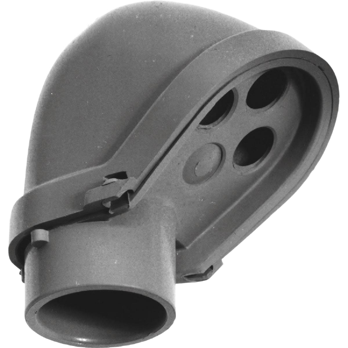 Gray PVC service entrance cap with three circular openings, designed for electrical conduit protection in outdoor wiring projects