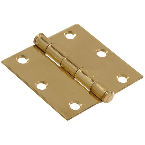 Solid brass residential door hinge with square corners, durable hardware for home improvement and furniture accessories.