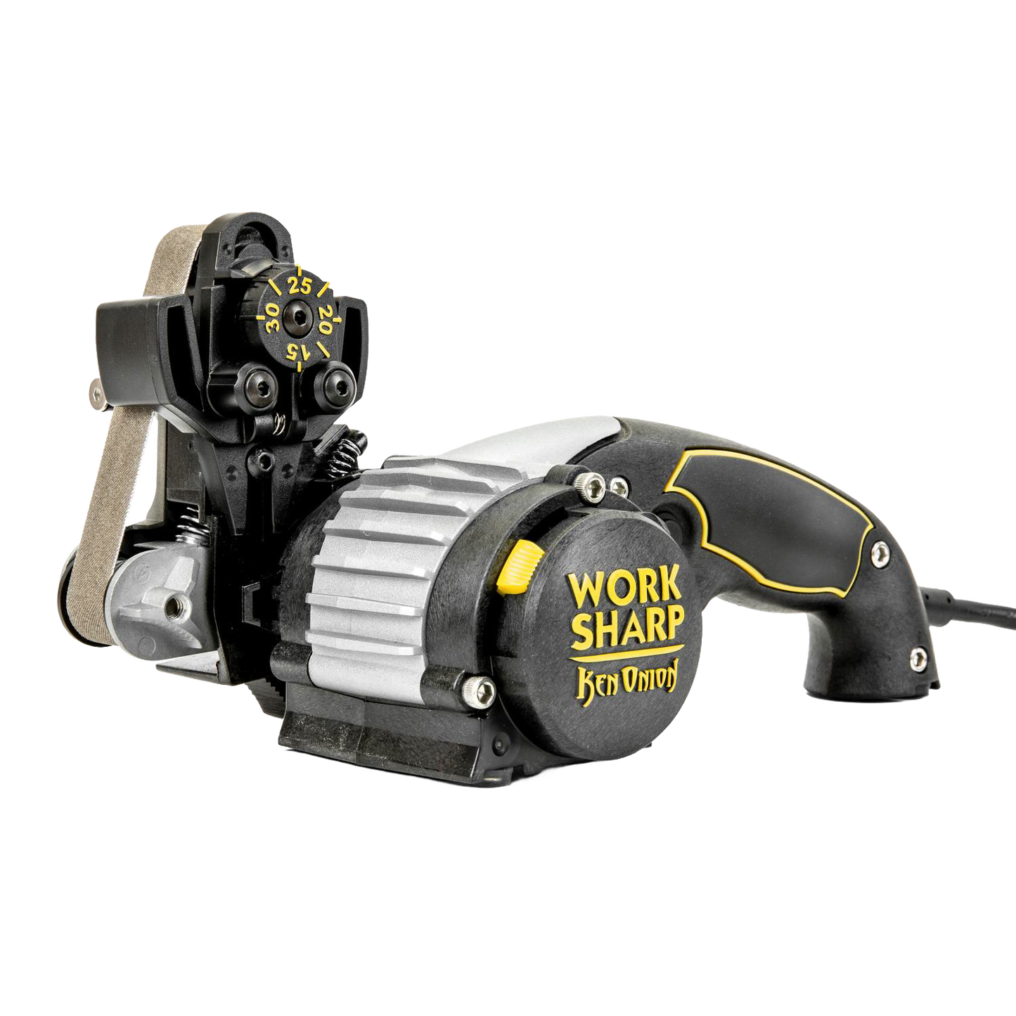 Electric knife and tool sharpener with adjustable angles and ergonomic handle for kitchenware and home improvement tasks