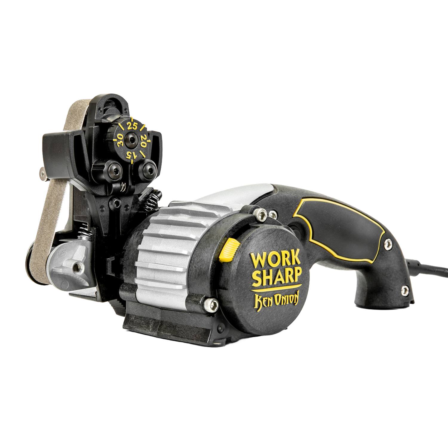 Electric knife and tool sharpener with adjustable angles and ergonomic handle for kitchenware and home improvement tasks
