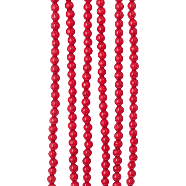 Strands of vibrant red wooden beads, ideal for Christmas wreaths and garlands in holiday décor collections under $50.