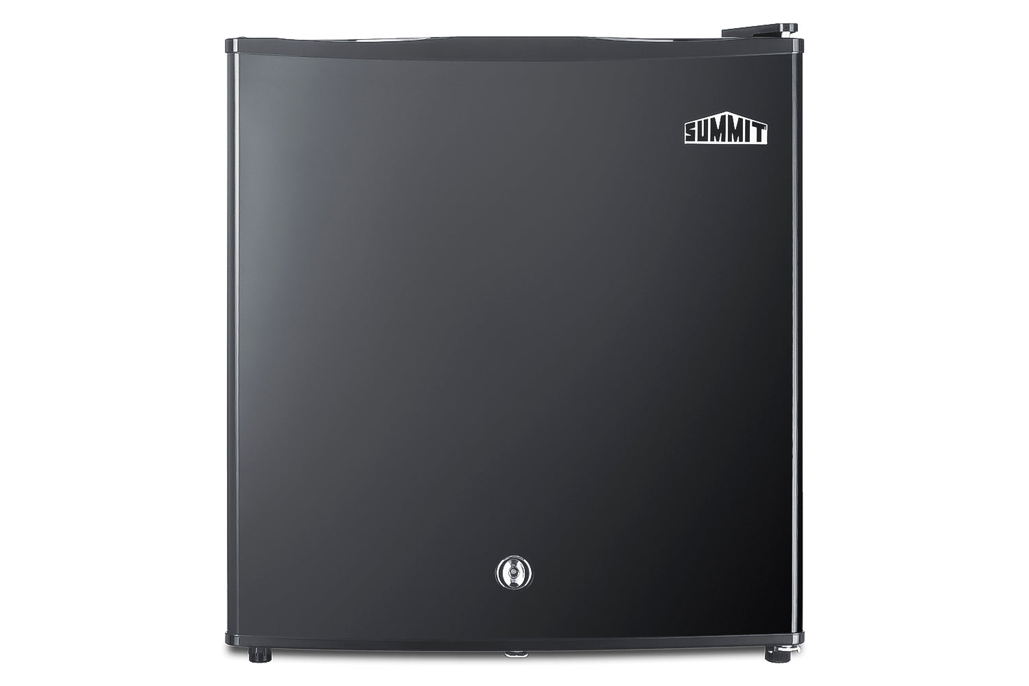 Jet black compact minibar with reversible door in refrigerators and mini refrigerators collection for small spaces