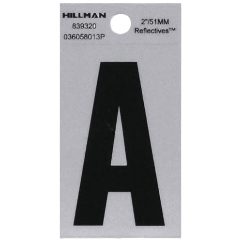 Black and silver reflective Mylar sticker letter A designed for home improvement labeling and signage.