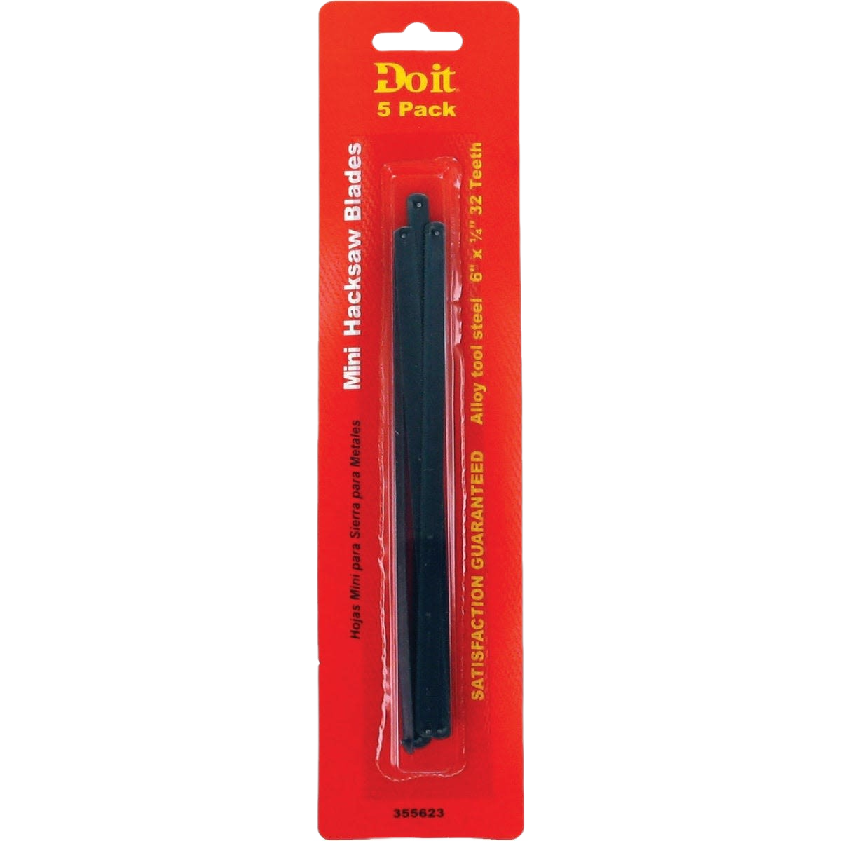 Pack of five 6-inch alloy steel mini hacksaw blades with 32 teeth per inch for woodworking and cutting tools accessories