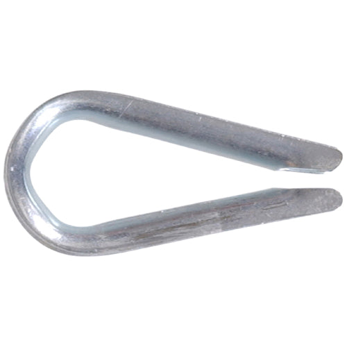 Zinc-plated wire rope thimble in 1/4 inch size for protecting cable loops in home improvement projects