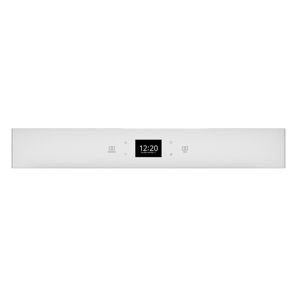 Control panel of a white combo wall oven with digital clock display and touch buttons from Kitchen & Kitchenware collection