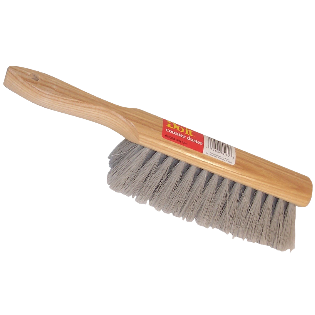 Wood-handled split tip duster with soft gray bristles for dusting surfaces in home improvement tasks