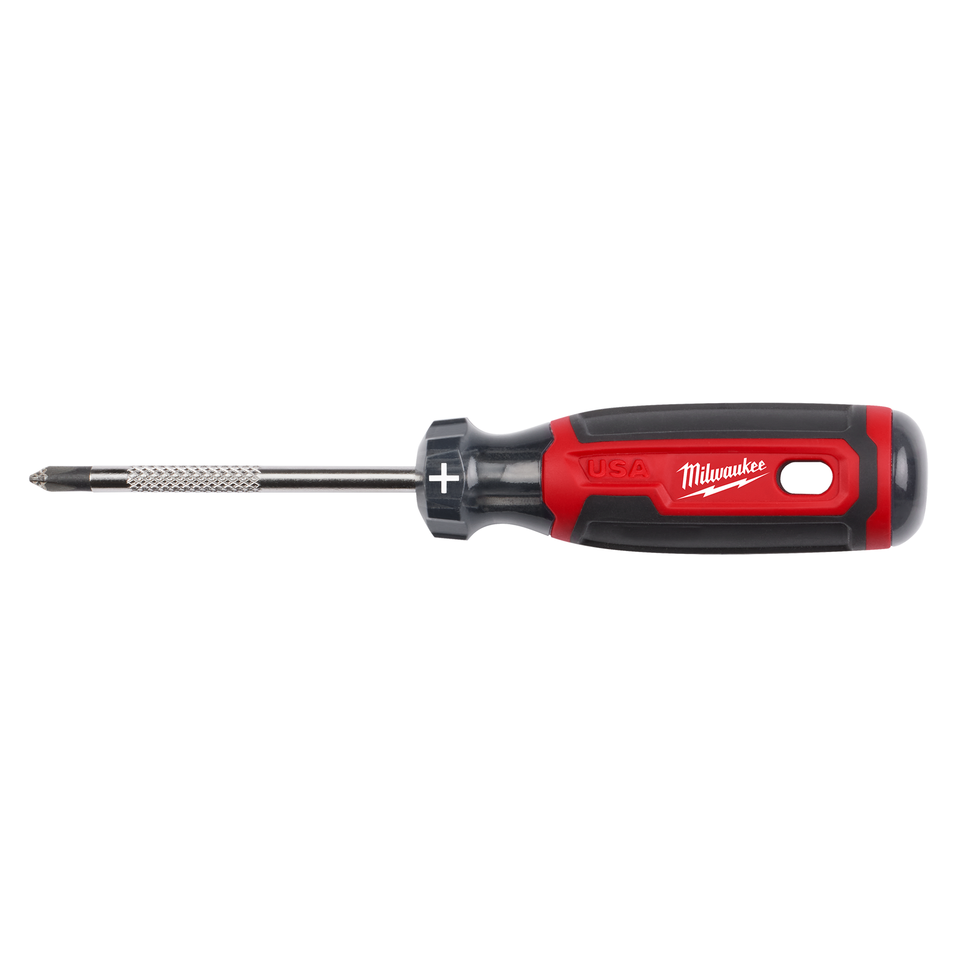 Red and black Milwaukee screwdriver with cushioned grip handle and magnetic tip for precise home improvement tasks
