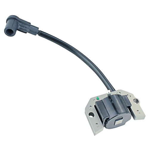 Ignition coil with black wiring and metal mounting bracket for tools and home improvement applications