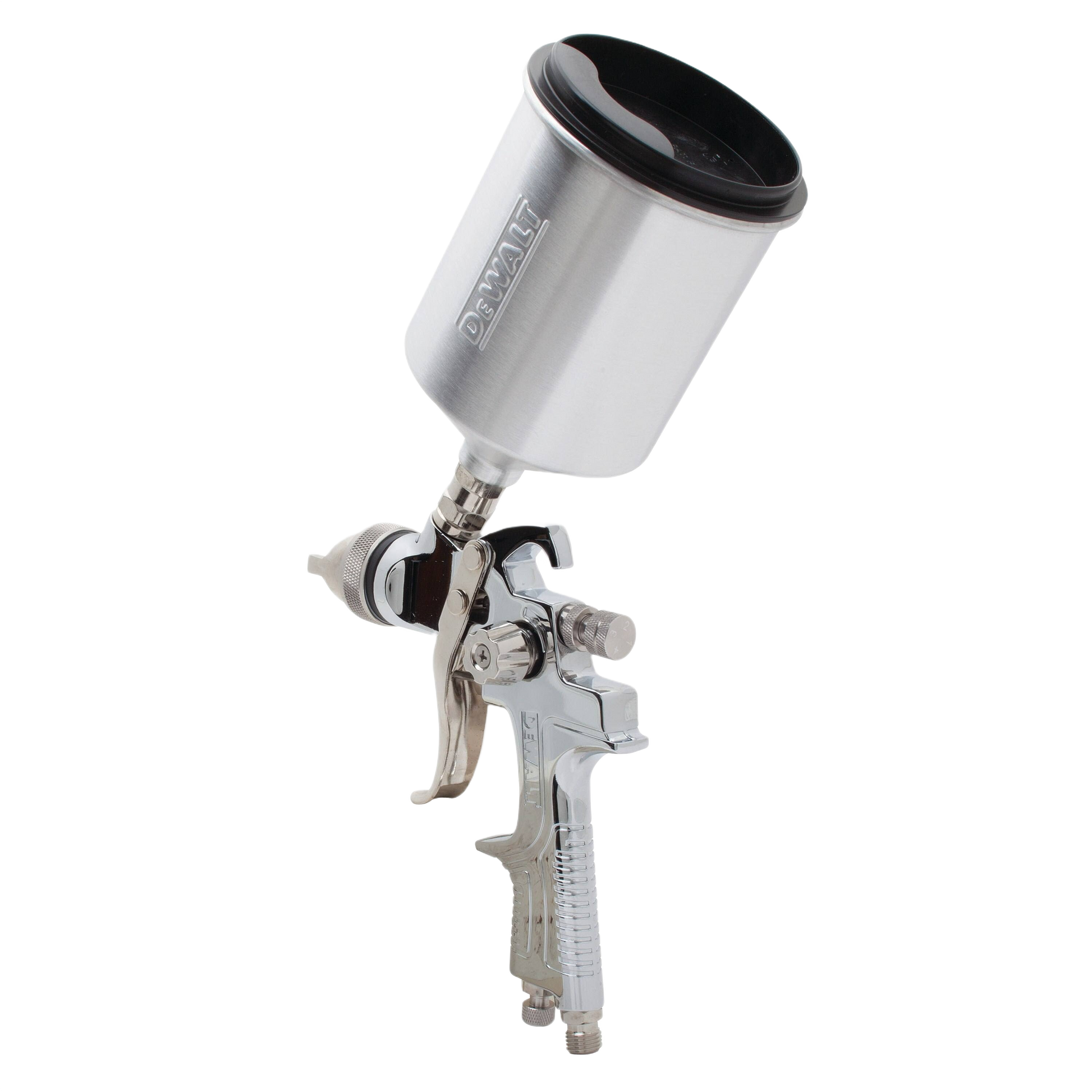 Silver gravity feed HVLP paint sprayer gun with 600cc aluminum cup for air tools and home improvement collections