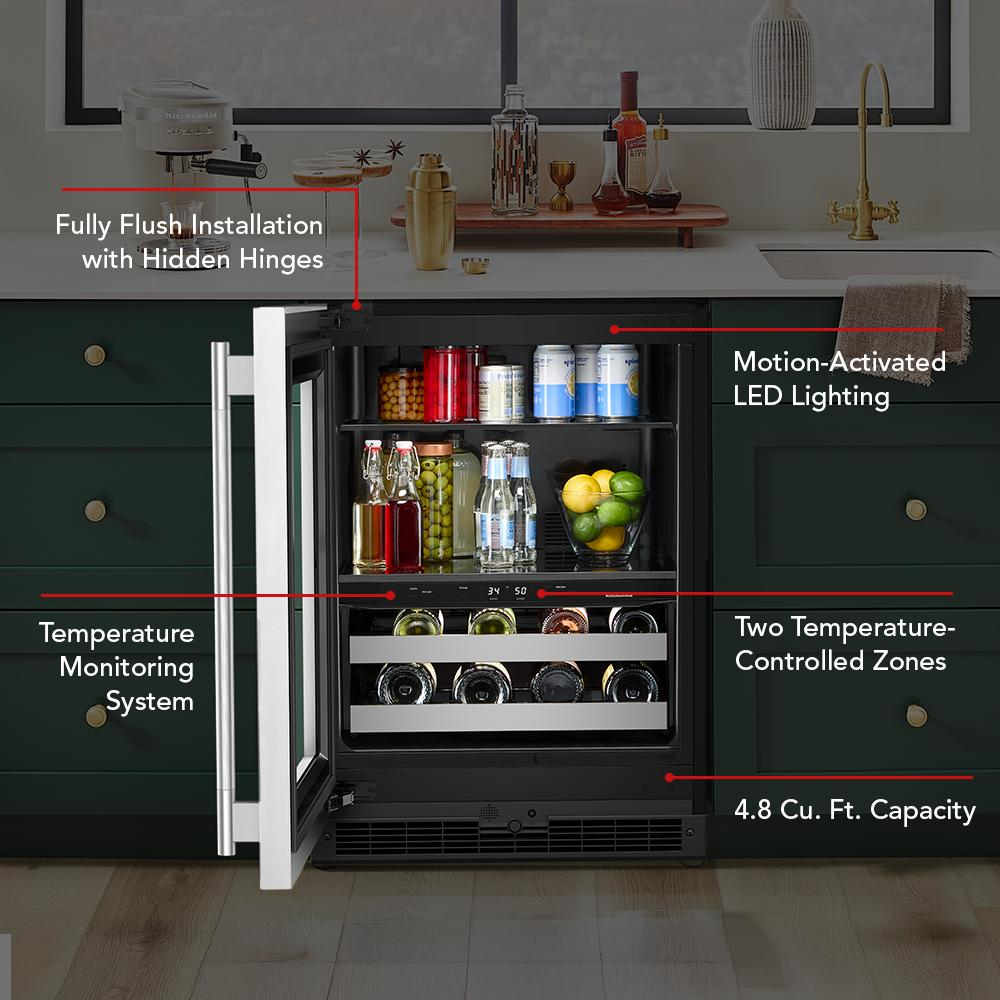 24" Beverage Center with Glass Door and Metal-Front Racks