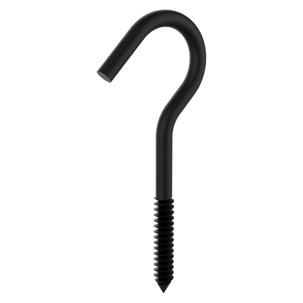 Black finish screw hook with sharp threaded end for garage storage and organization projects under $50