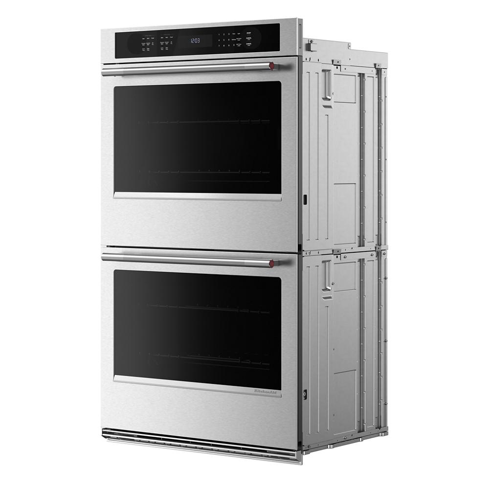 Stainless steel 30-inch electric double wall oven with digital touchscreen controls from KitchenAid Appliances collection