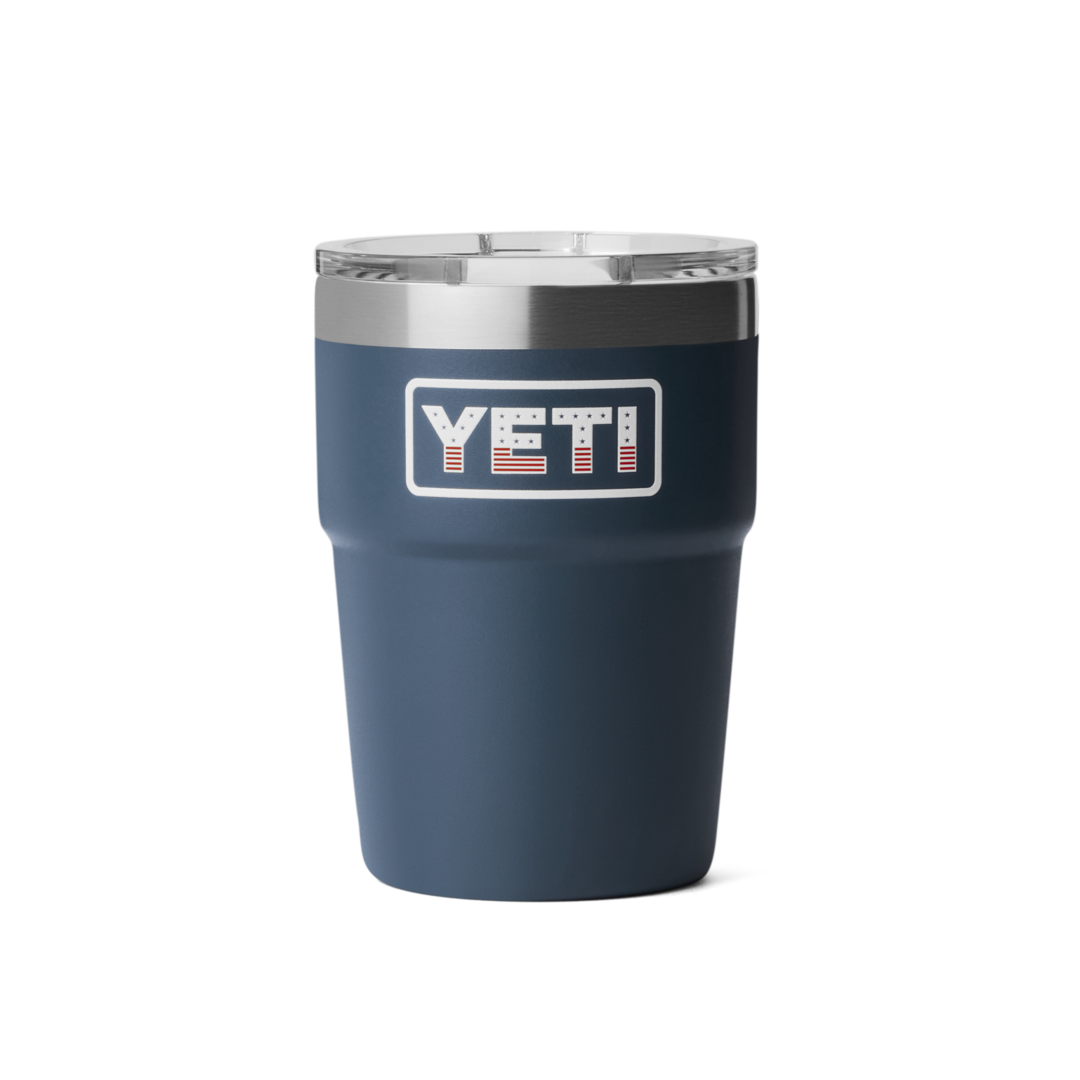 Navy blue insulated stackable cup with silver rim and clear lid for drinkware and kitchenware collections