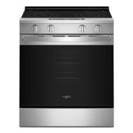 30-inch stainless steel electric range with front control knobs and large oven door for kitchen appliances and home improvement