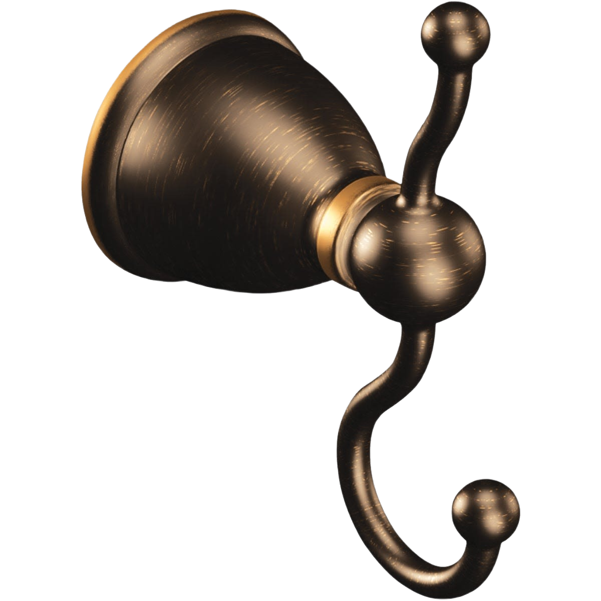 Mediterranean bronze double robe hook with rounded ends for Home Improvement and bathroom organization tasks