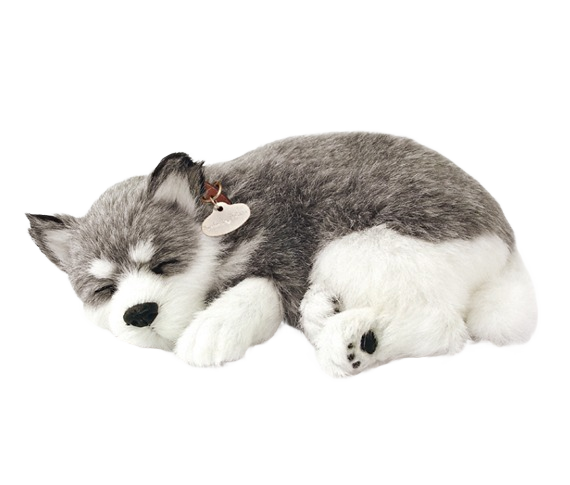 Lifelike plush Alaskan Husky toy in gray and white, perfect for dolls and stuffed animals under $100 collection