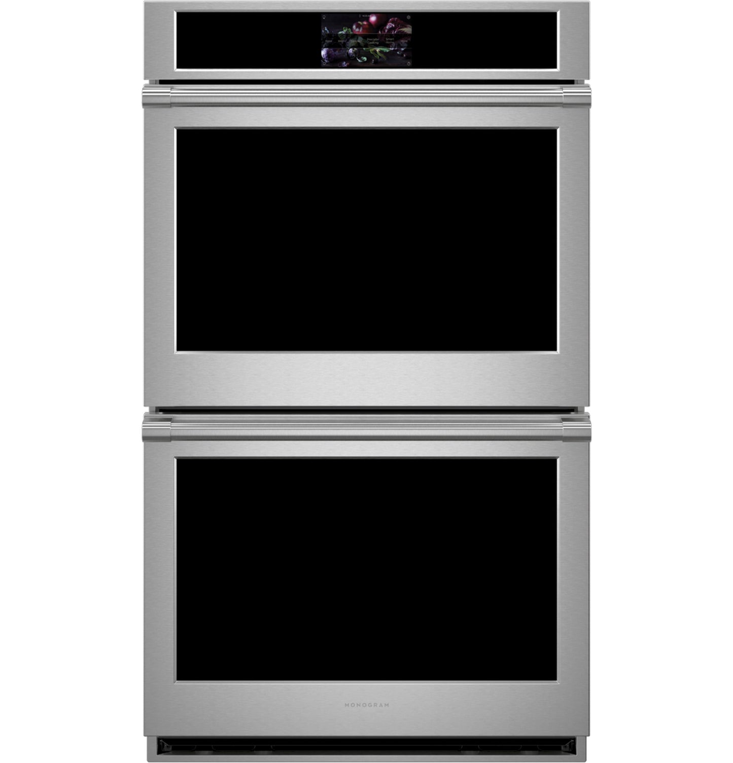 Stainless steel double wall oven with digital control panel for kitchen appliances and home improvement collections