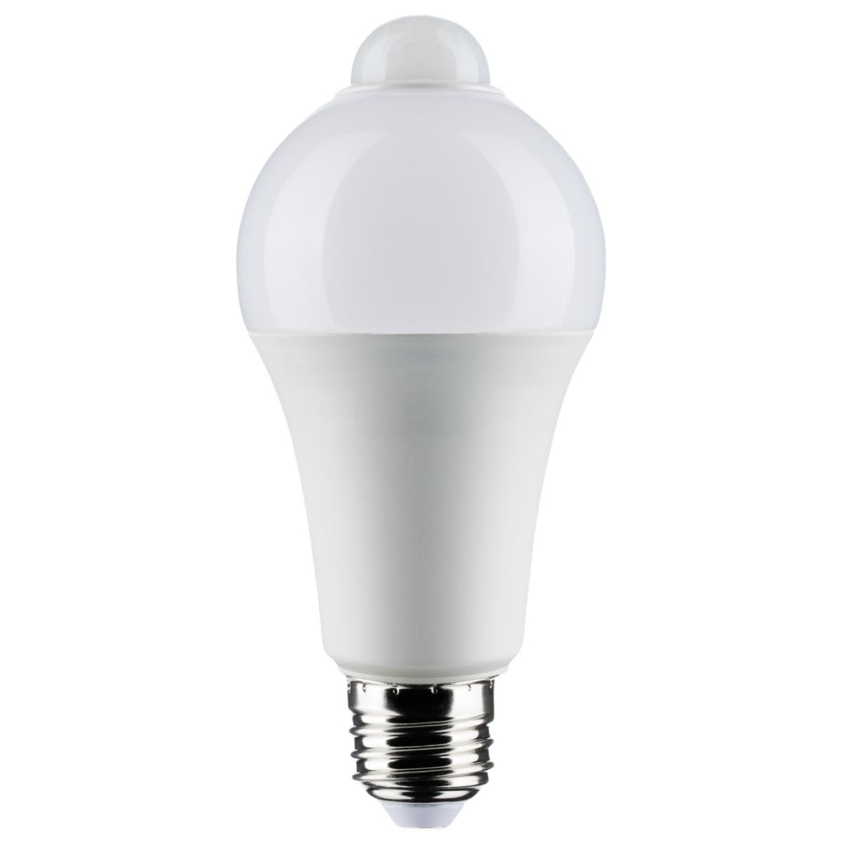 White A19 LED bulb with motion sensor and standard screw base for lighting and electrical home improvement collections