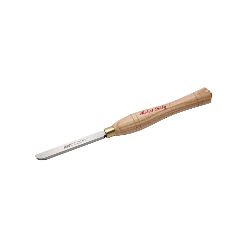 Wood-handled curved scraper with high-speed steel blade designed for detailed woodworking and home improvement tasks