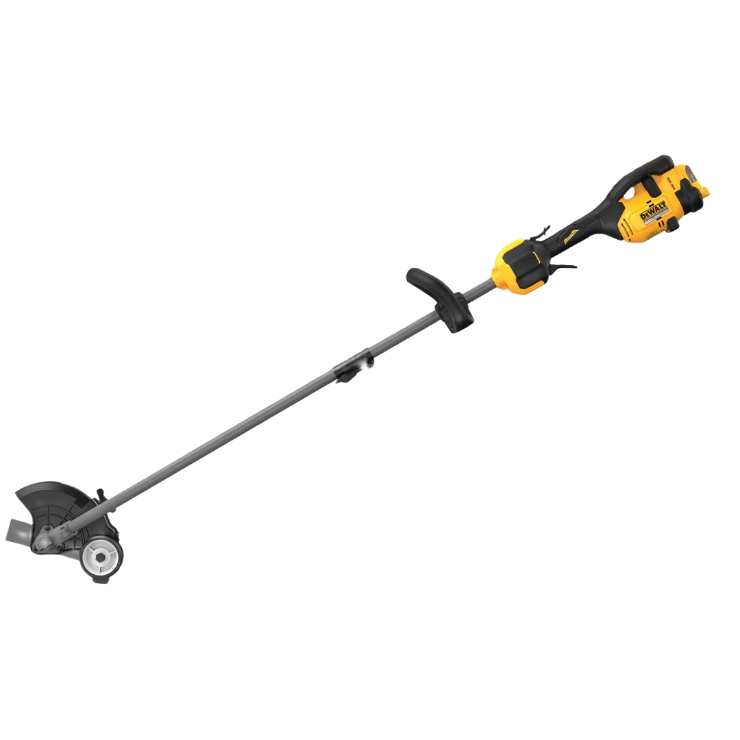 Cordless yellow and black 7-1/2 inch edger with brushless motor for outdoor power equipment and lawn care tools